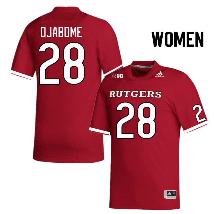 Women #28 Dariel Djabome Rutgers Scarlet Knights College Football Jerseys Stitched Sale-Scarlet